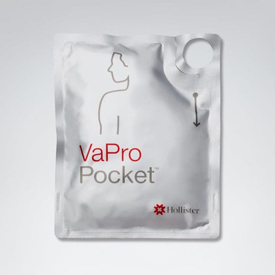 Frontalansicht der Verpackung eines VaPro Pocket Einmalkatheters.